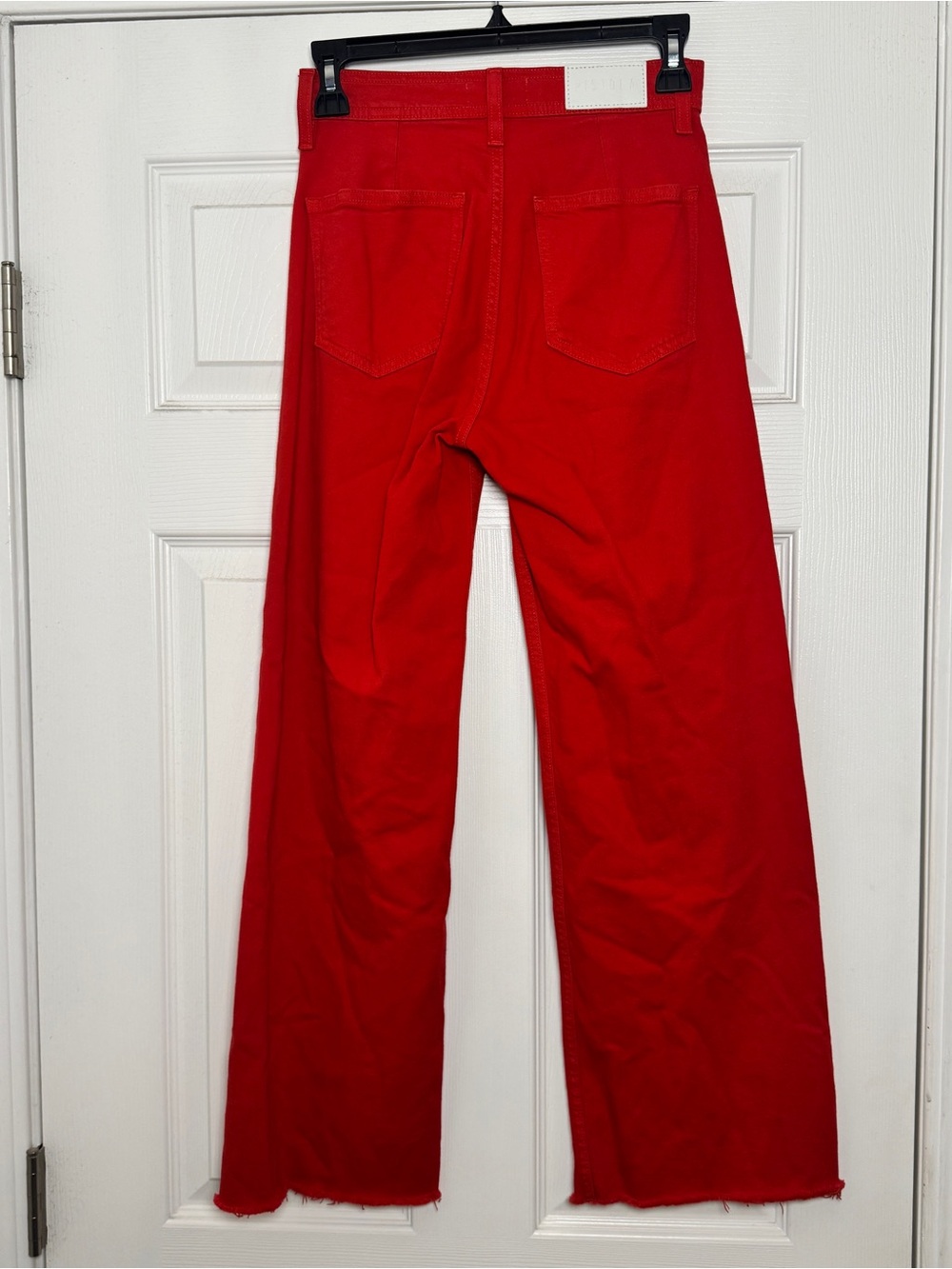Pistola Penny Crop High Rise Wide Leg Jeans Ruby Red Raw Hem Size 23 - Picture 3 of 6